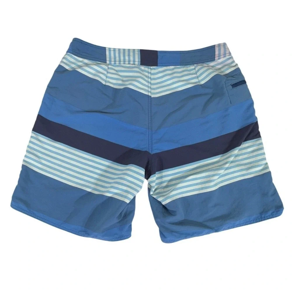 Patagonia Board Shorts 35 Blue Striped Wavefarer Mens Swim Trunks‎ READ